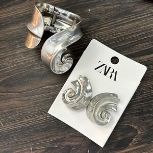 Zara silver cuff and matching earrings